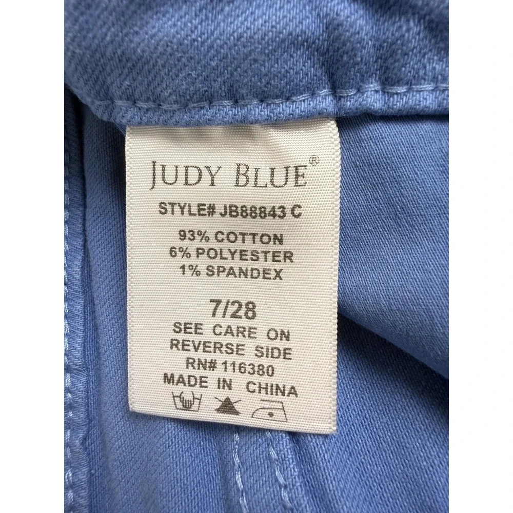 Judy Blue Jeans Womens 7/28 High Rise Control Top Sky Blue Wide Leg Crop